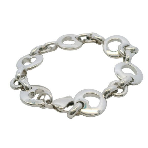 Vintage 1999 Tiffany & Co 925 Sterling Silver Open Heart Link 7" Bracelet - Picture 1 of 6